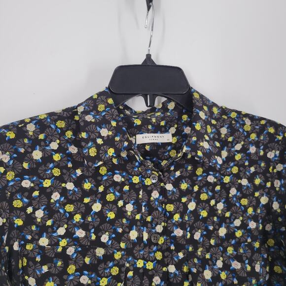 Equipment Black Multi Spectrum Floral Print Slim Signature Blouse XS - Picture 3 of 12